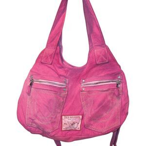 TRUE RELIGION Pink Tie Dye Pocket Horseshoe Logo Shoulder Crossbody Bag Purse